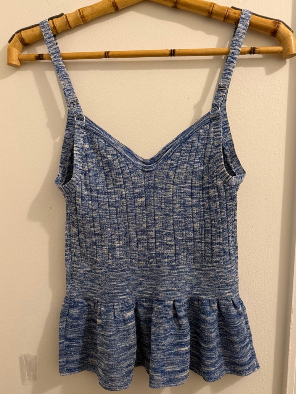 White House Black Market Blue Marled Knit Top With Shimmer Threads